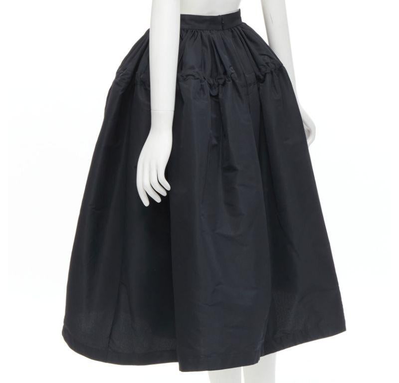 ALEXANDER MCQUEEN black taffeta drawstring tiered balloon midi skirt IT38 S 1