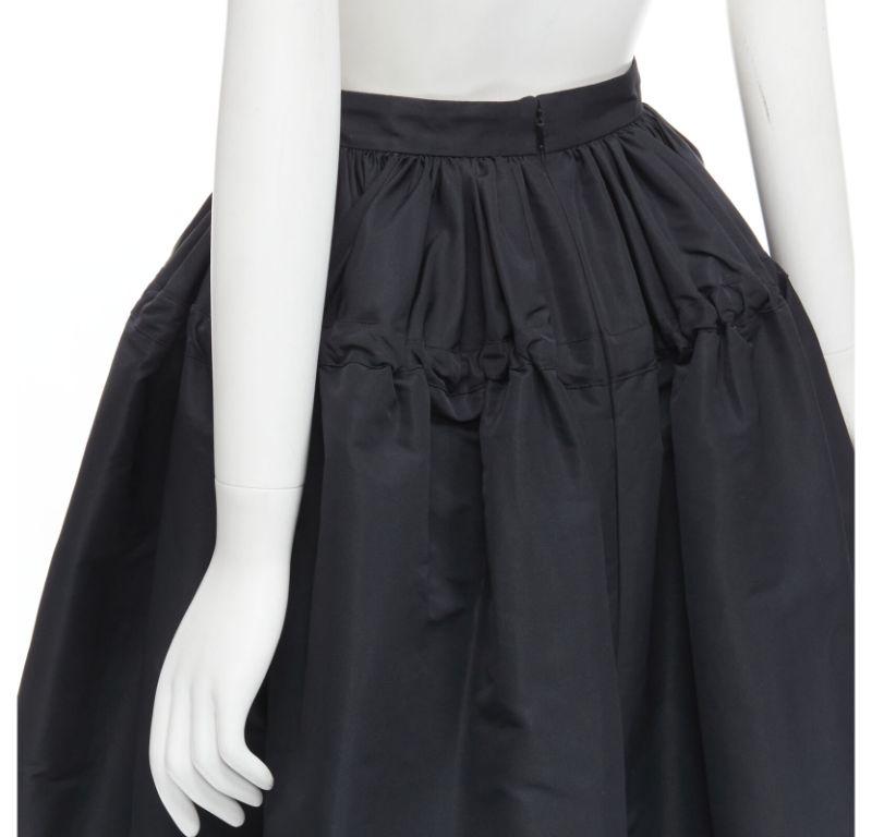 ALEXANDER MCQUEEN black taffeta drawstring tiered balloon midi skirt IT38 S 2
