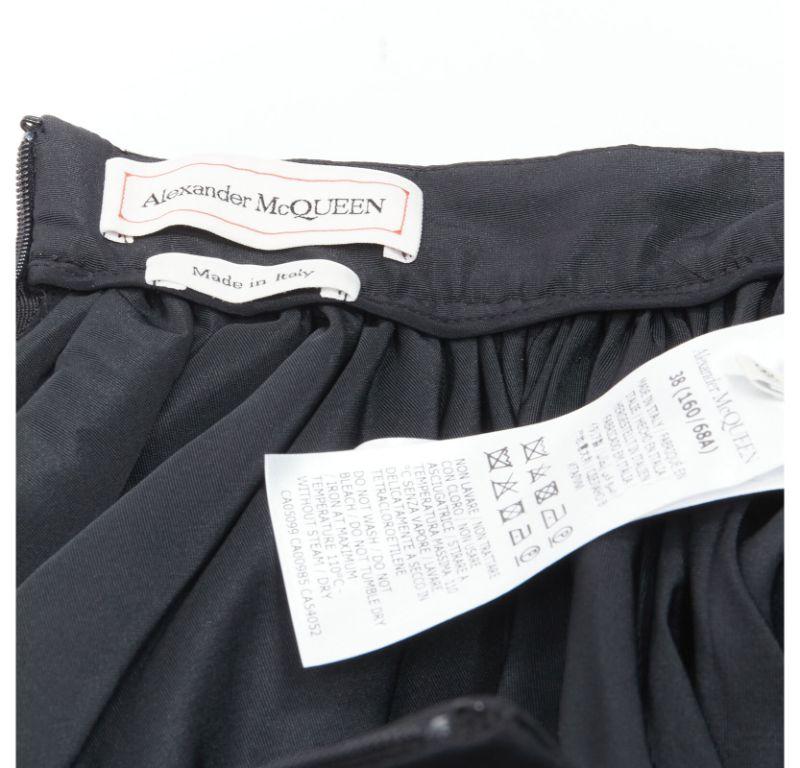 ALEXANDER MCQUEEN black taffeta drawstring tiered balloon midi skirt IT38 S 4