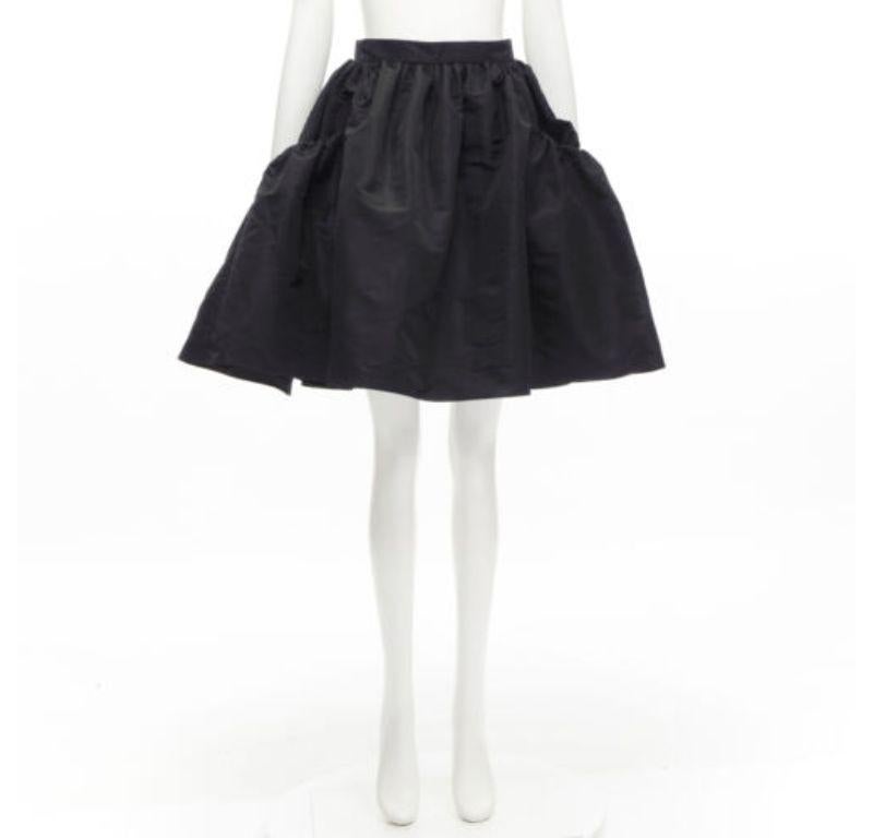ALEXANDER MCQUEEN black taffeta gathered A-line puff flared skirt IT38 XS For Sale 5
