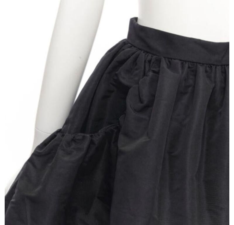 Black ALEXANDER MCQUEEN black taffeta gathered A-line puff flared skirt IT38 XS For Sale