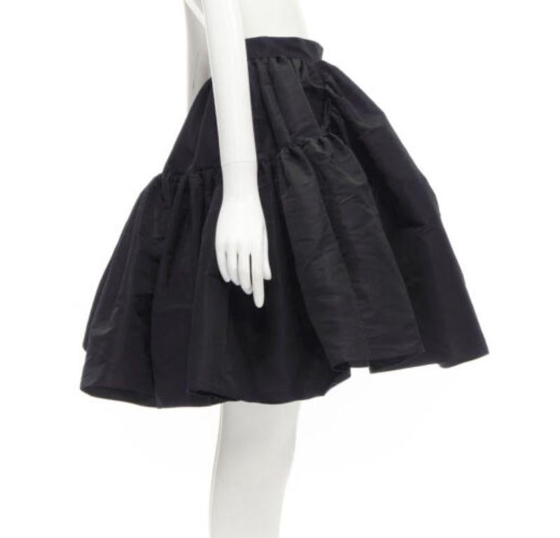 ALEXANDER MCQUEEN black taffeta gathered A-line puff flared skirt IT38 XS In Excellent Condition For Sale In Hong Kong, NT