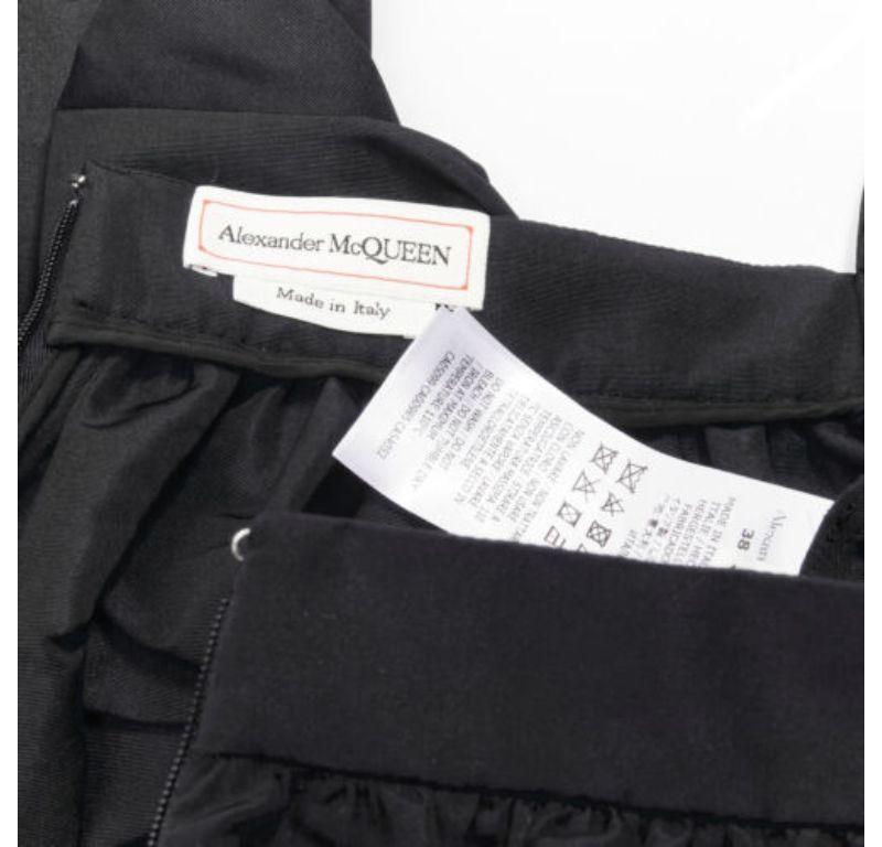 ALEXANDER MCQUEEN black taffeta gathered A-line puff flared skirt IT38 XS For Sale 4