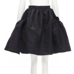 ALEXANDER MCQUEEN black taffeta gathered A-line puff flared skirt IT38 XS