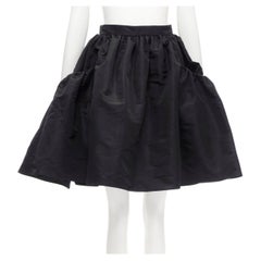 ALEXANDER MCQUEEN black taffeta gathered A-line puff flared skirt IT38 XS