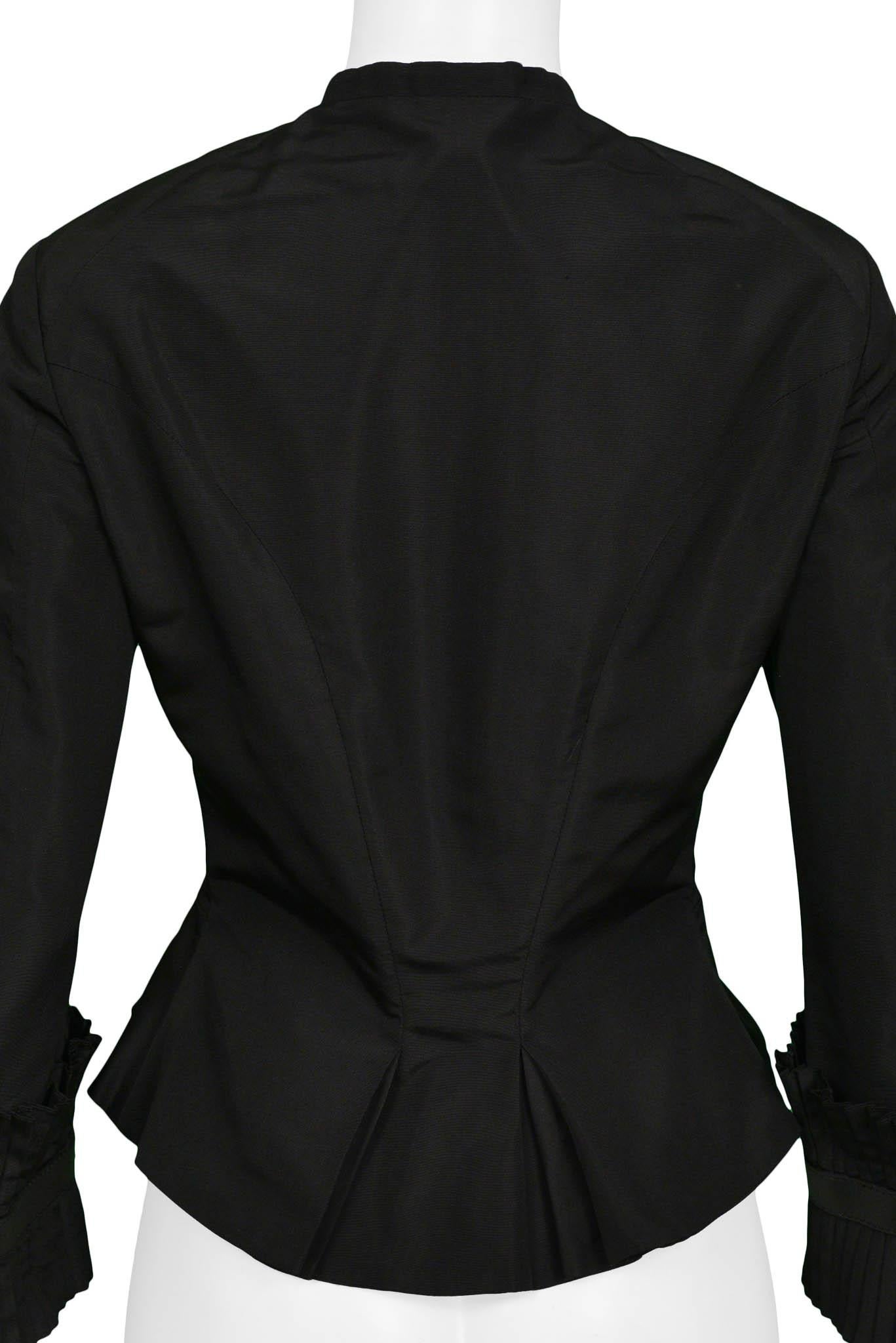 Alexander Mcqueen Black taffeta Jacket With Pleated Sleeves AW 2002 1