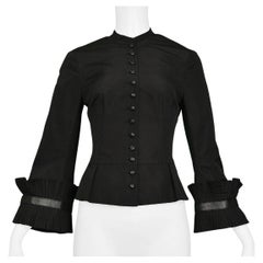 Alexander Mcqueen Black taffeta Jacket With Pleated Sleeves AW 2002