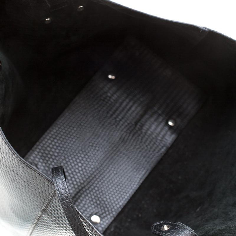 Alexander Mcqueen Black Textured Leather Tote 3