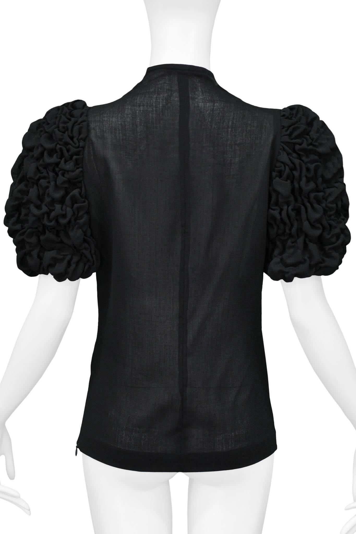 Alexander McQueen Black Top With Puckered Shoulders AW 1999 Overlook Collection For Sale 1