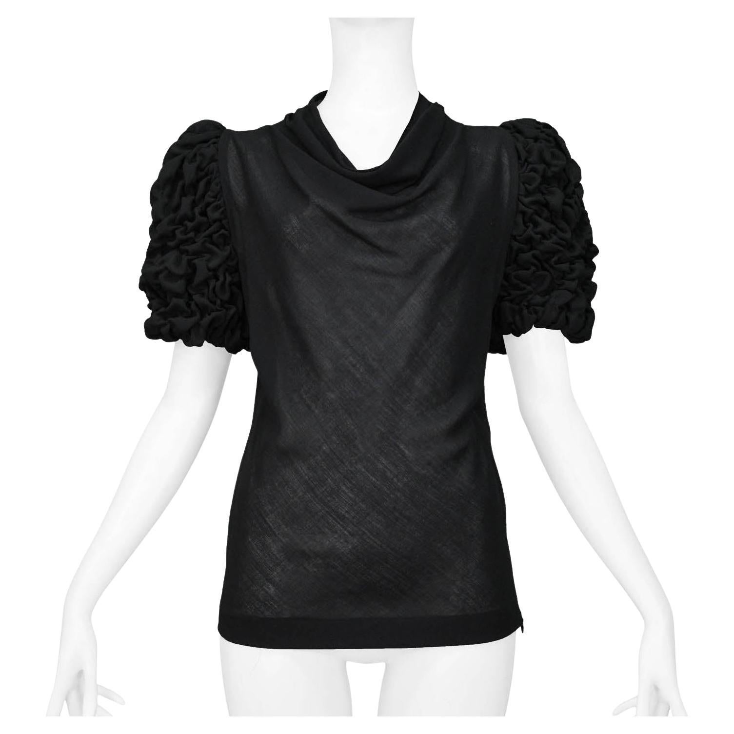 Alexander McQueen Black Top With Puckered Shoulders AW 1999 Overlook Collection For Sale