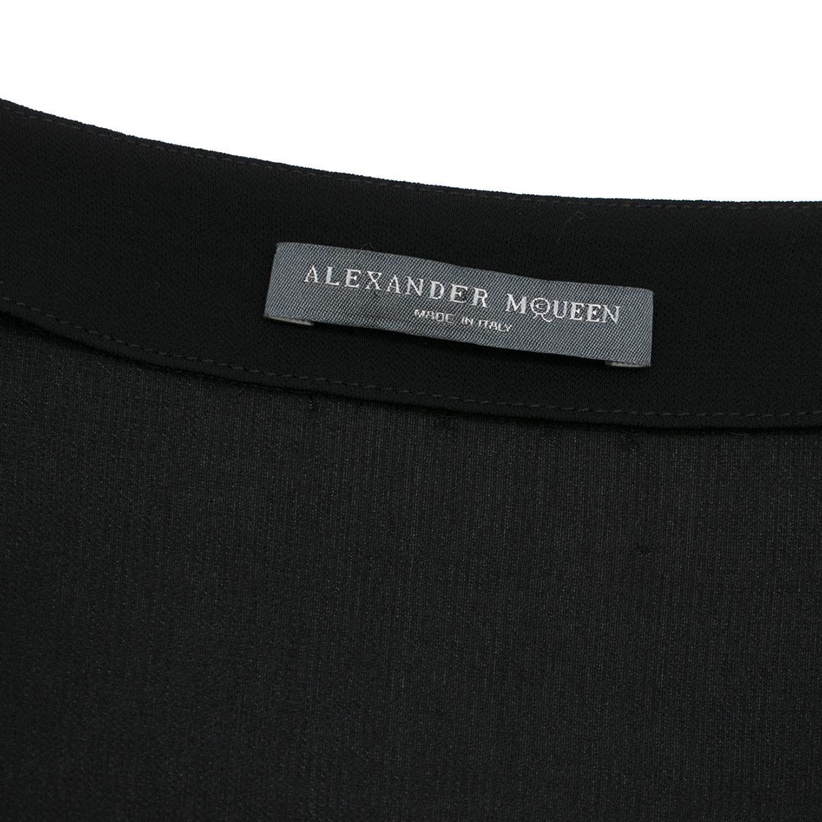 Alexander McQueen Black Tunic Top with Crystal Embellished Shoulders - Size US 6 In Excellent Condition For Sale In London, GB