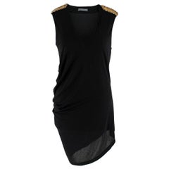 Alexander McQueen Black Tunic Top with Crystal Embellished Shoulders - Size US 6