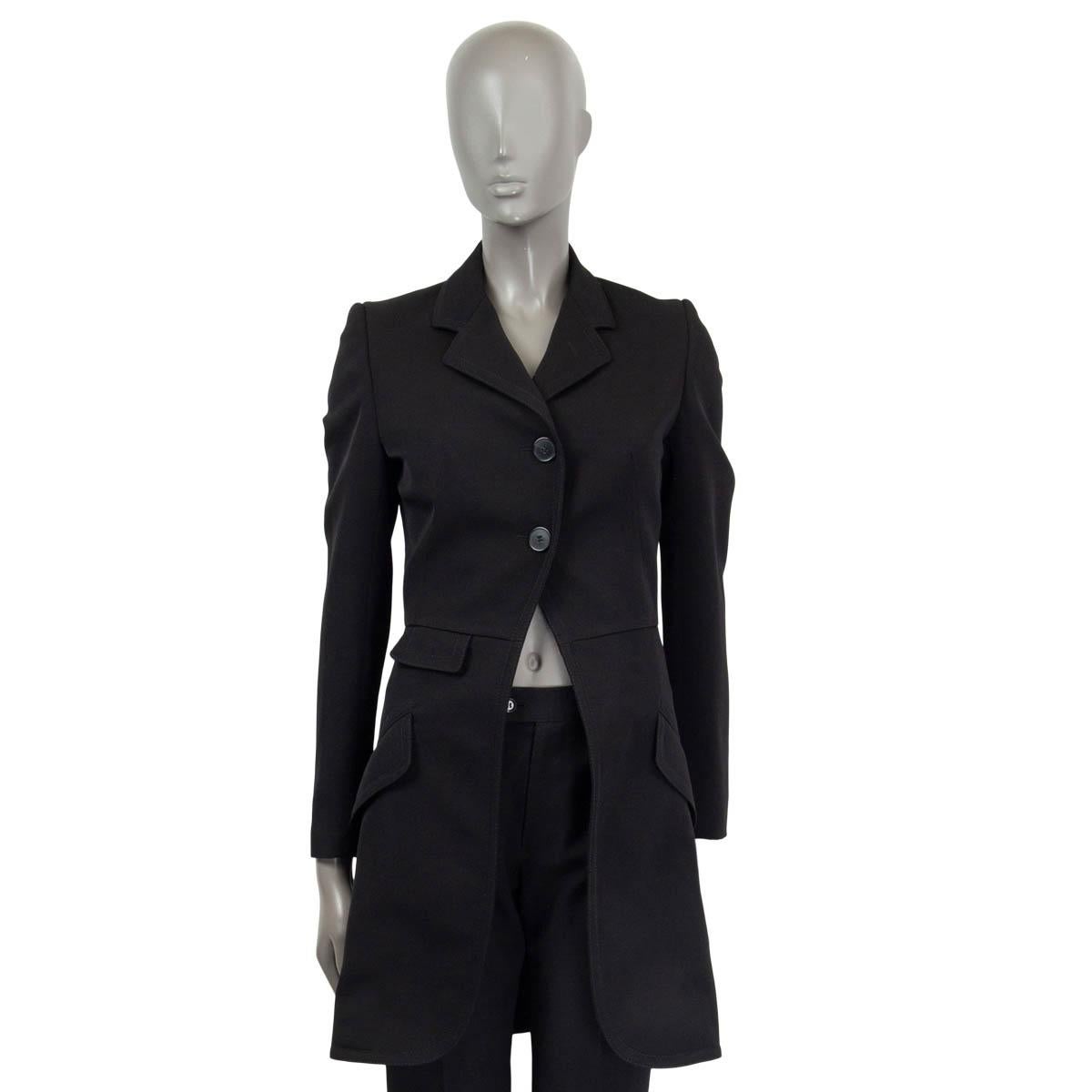 ALEXANDER MCQUEEN black TWO BUTTON REDINGOTE Coat Jacket 38 XS For Sale
