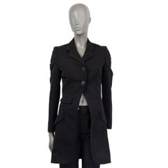ALEXANDER MCQUEEN black TWO BUTTON REDINGOTE Coat Jacket 38 XS