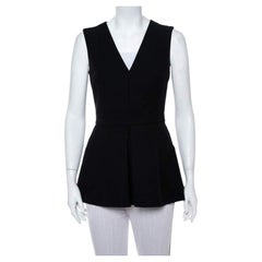 Alexander McQueen Black V Neck Sleeveless Peplum Top M