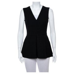 Alexander McQueen Black V Neck Sleeveless Peplum Top M