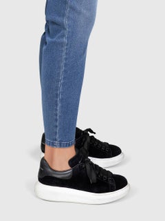 Alexander McQueen Black Velvet Oversized Trainers Size IT 37