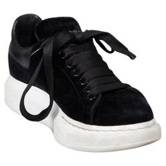 Alexander McQueen Black Velvet Oversized Trainers Size IT 37