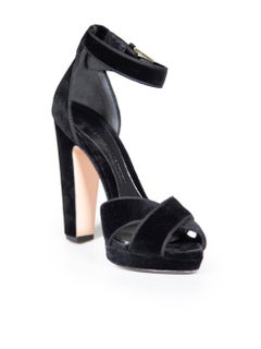 Alexander McQueen Black Velvet Platform Sandals Size IT 40