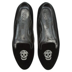 Alexander McQueen Black Velvet Skull Loafers