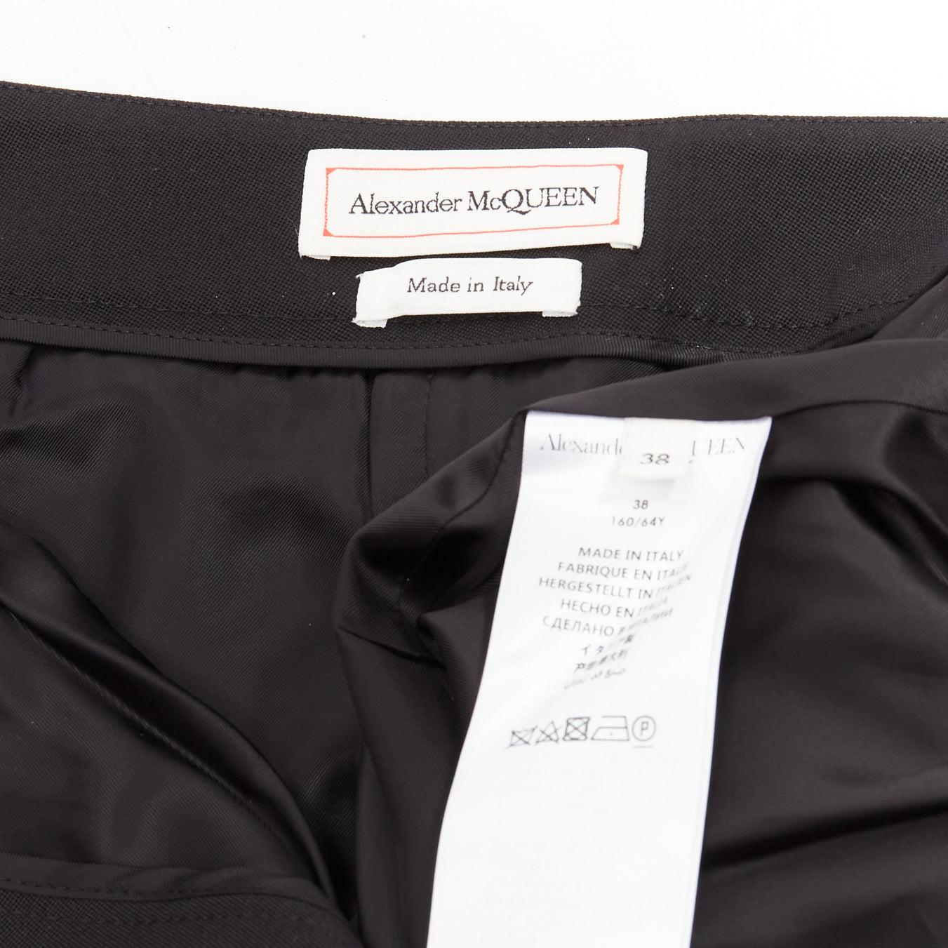 ALEXANDER MCQUEEN black virgin wool asymmetric cascade wide shorts IT38 XS For Sale 4