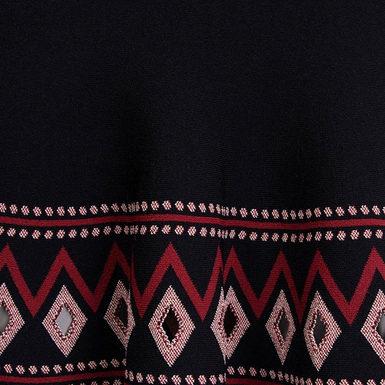 ALEXANDER MCQUEEN black viscose 2016 GEOMETRIC JACQUARD KNIT Dress S