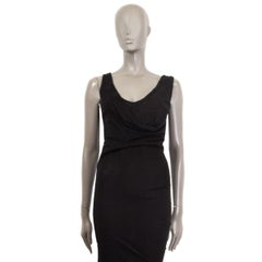 ALEXANDER MCQUEEN black viscose DRAPED Sleeve Knit Dress XS