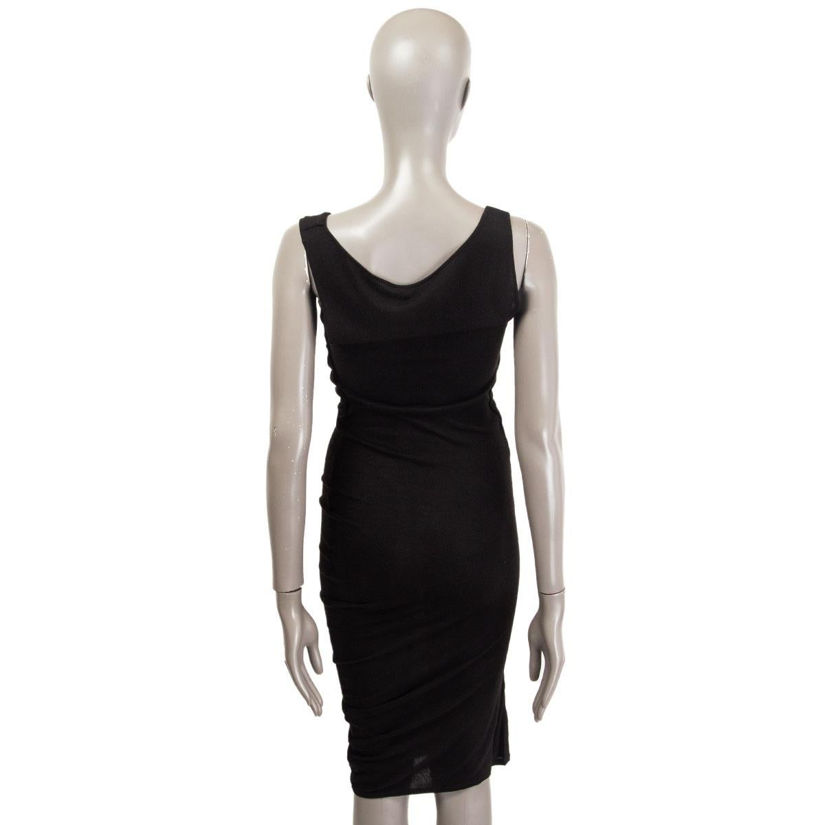 ALEXANDER MCQUEEN black viscose DRAPED Sleeve Knit Dress XS In Excellent Condition For Sale In Zürich, CH