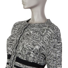 ALEXANDER MCQUEEN black white CABLE KNIT PEPLUM Cardigan Sweater S