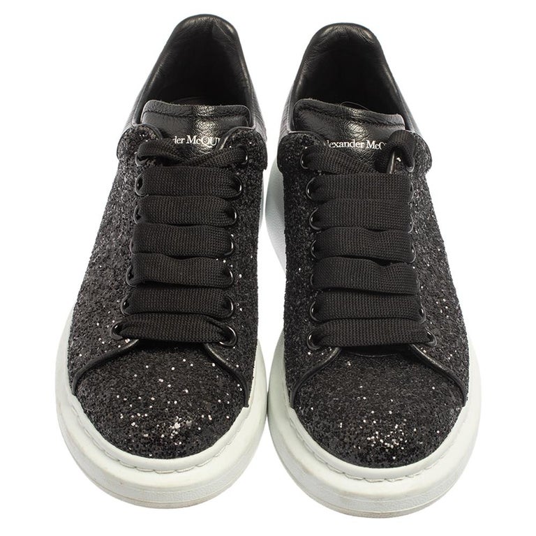 Alexander McQueen Black/White Glitter Runway Sneakers Size 36 at 1stDibs