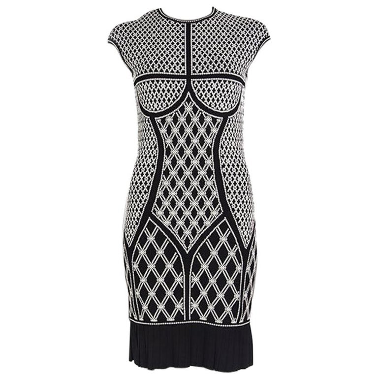 alexander mcqueen jacquard knit dress Alexander McQueen Jacquard Mini Dress in Ivory UFO No More