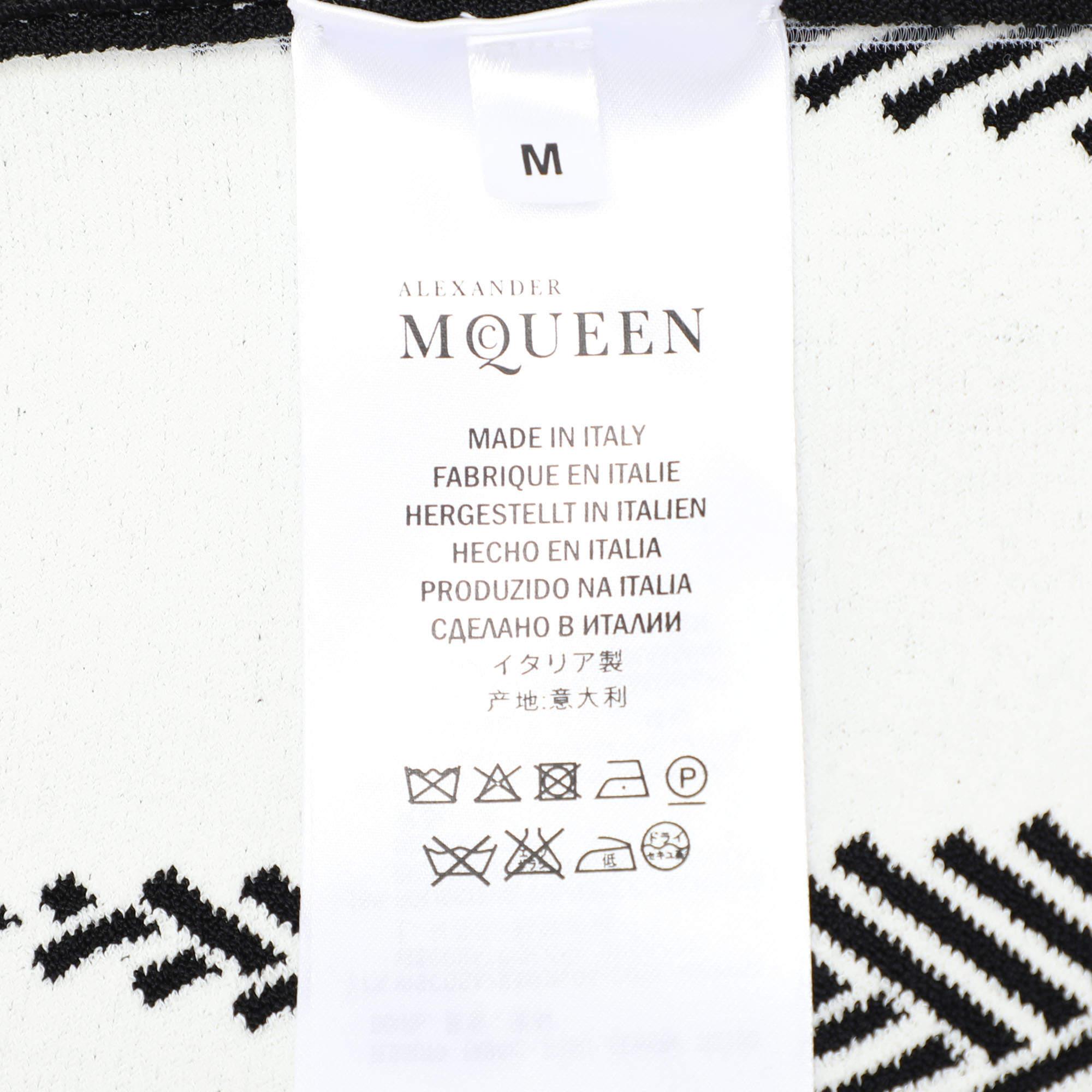 Alexander McQueen Black/White Knit Flared Mini Skirt M 1