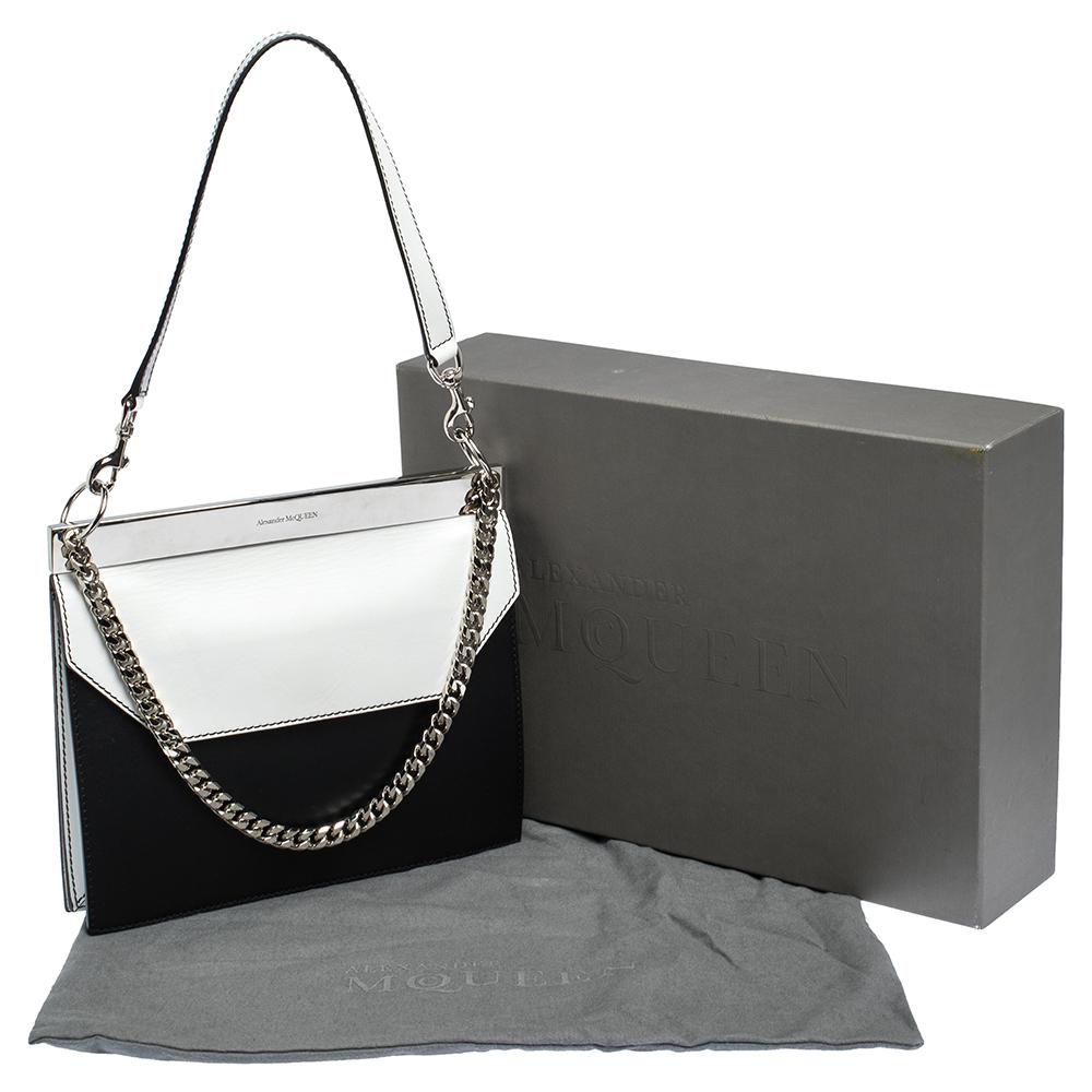 Alexander McQueen Black/White Leather Bar Shoulder Bag 6