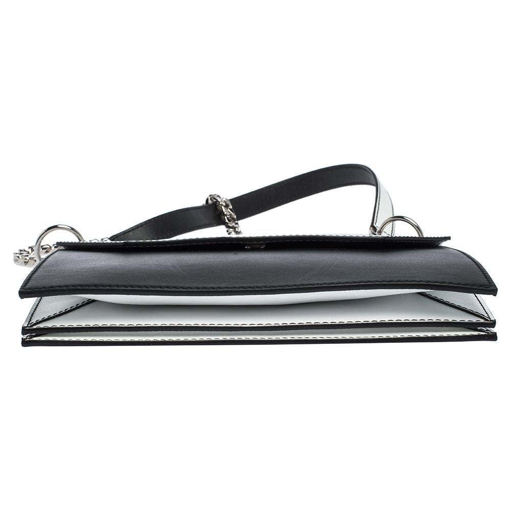 Women's Alexander McQueen Black/White Leather Bar Shoulder Bag