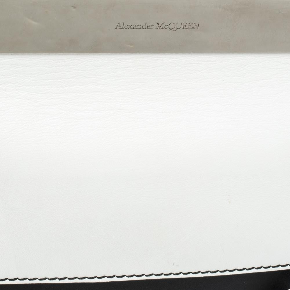Alexander McQueen Black/White Leather Bar Shoulder Bag 4