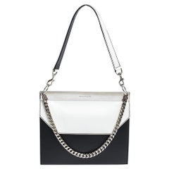 Alexander McQueen Black/White Leather Bar Shoulder Bag