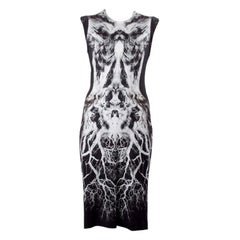 ALEXANDER MCQUEEN black & white MIRROR PRINT Sleeveless Dress 42