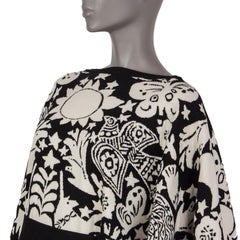 ALEXANDER MCQUEEN black & white NAIVE PAGAN JACQUARD KNIT CAPE Jacket S