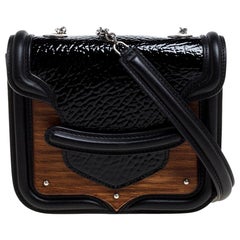 Alexander McQueen Black/White Patent Leather and Calfhair Heroine Crossbody Bag