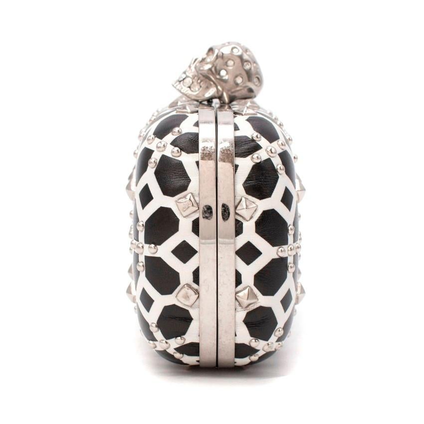 Alexander McQueen Black & White Studded Skull Clutch In Excellent Condition For Sale In London, GB