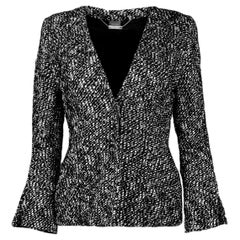 Alexander McQueen Black & White Tweed Front-Zip Jacket sz IT40