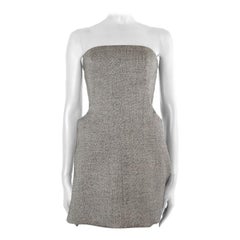 ALEXANDER MCQUEEN black & white wool BUSTIER MINI Dress 42