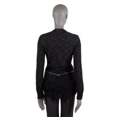 ALEXANDER MCQUEEN black white wool cashmere ZIP FRONT Cardigan Sweater M