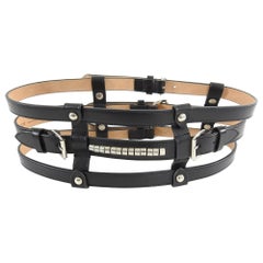 Alexander McQueen Black Wide Caged Leather Corset Waist Cincher Belt