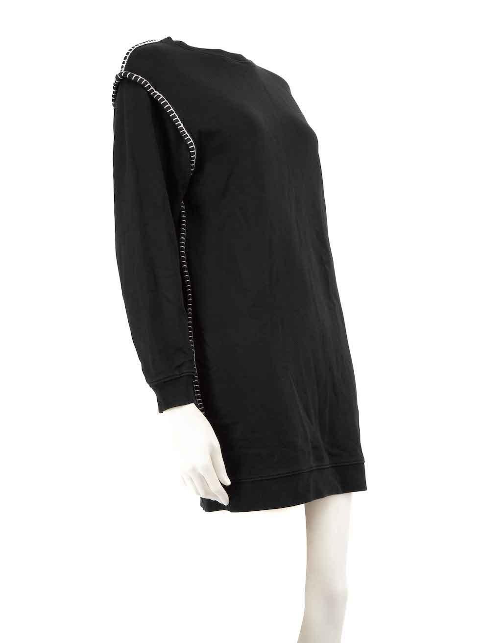 CONDITION is Very good. Hardly any visible wear to the dress is evident on this used Alexander McQueen designer resale item.
 
 
 
 Details
 
 
 Black
 
 Cotton
 
 Sweater dress
 
 Mini
 
 Long sleeves
 
 Round neck
 
 Wide stitched exposed seams
 
