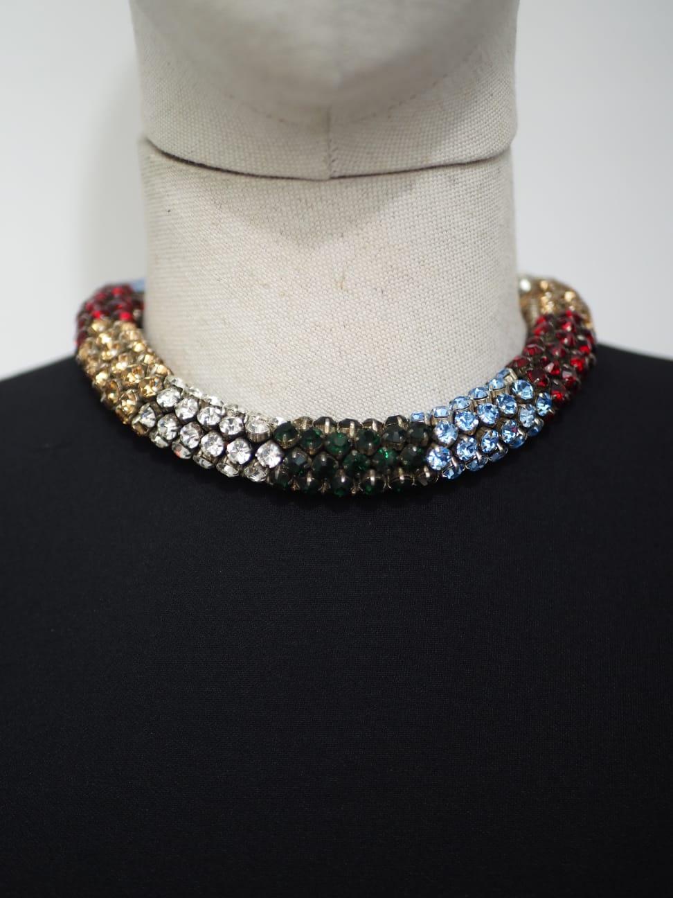 Alexander McQueen black with multicolour swarovski stones necklace dress For Sale 6