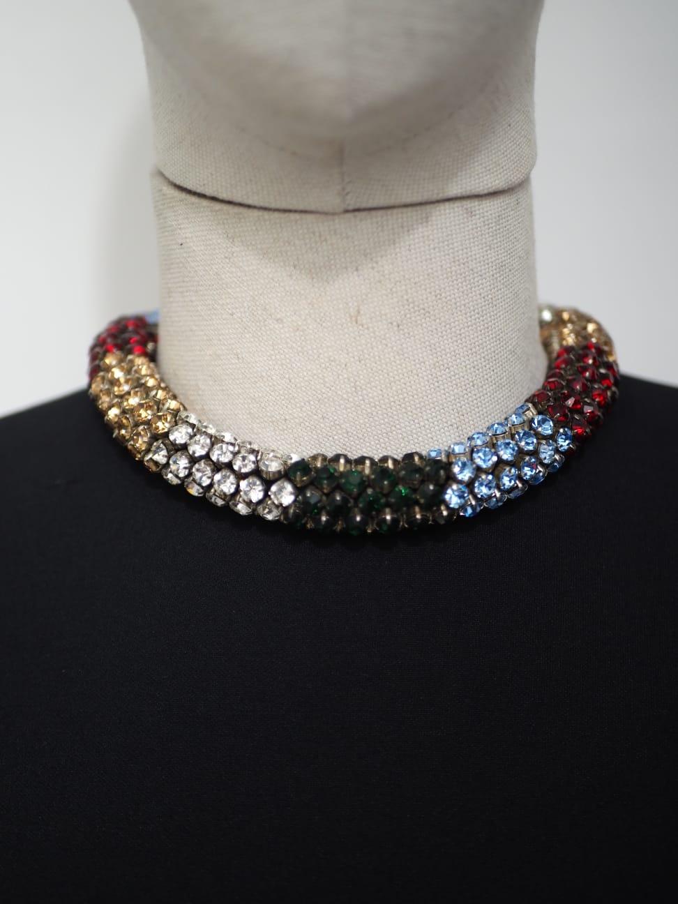 Alexander McQueen black with multicolour swarovski stones necklace dress
size S 