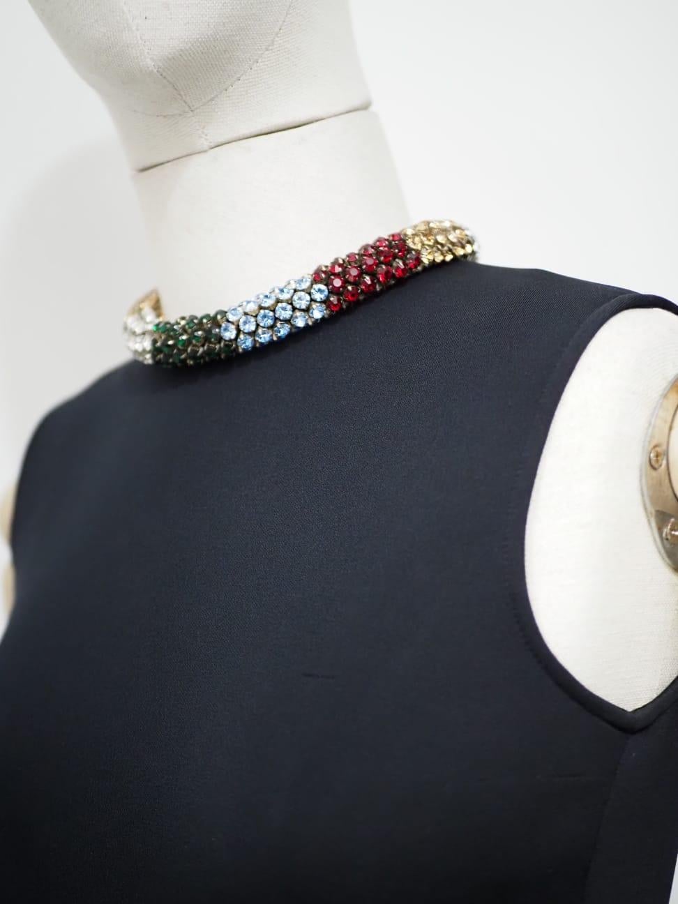 Women's Alexander McQueen black with multicolour swarovski stones necklace dress For Sale