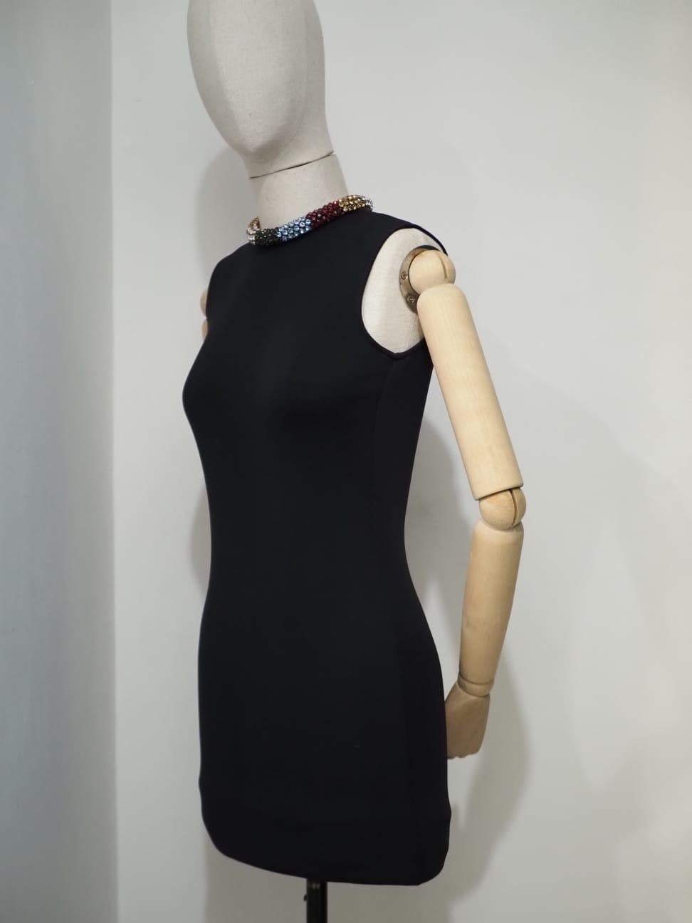Alexander McQueen black with multicolour swarovski stones necklace dress For Sale 5