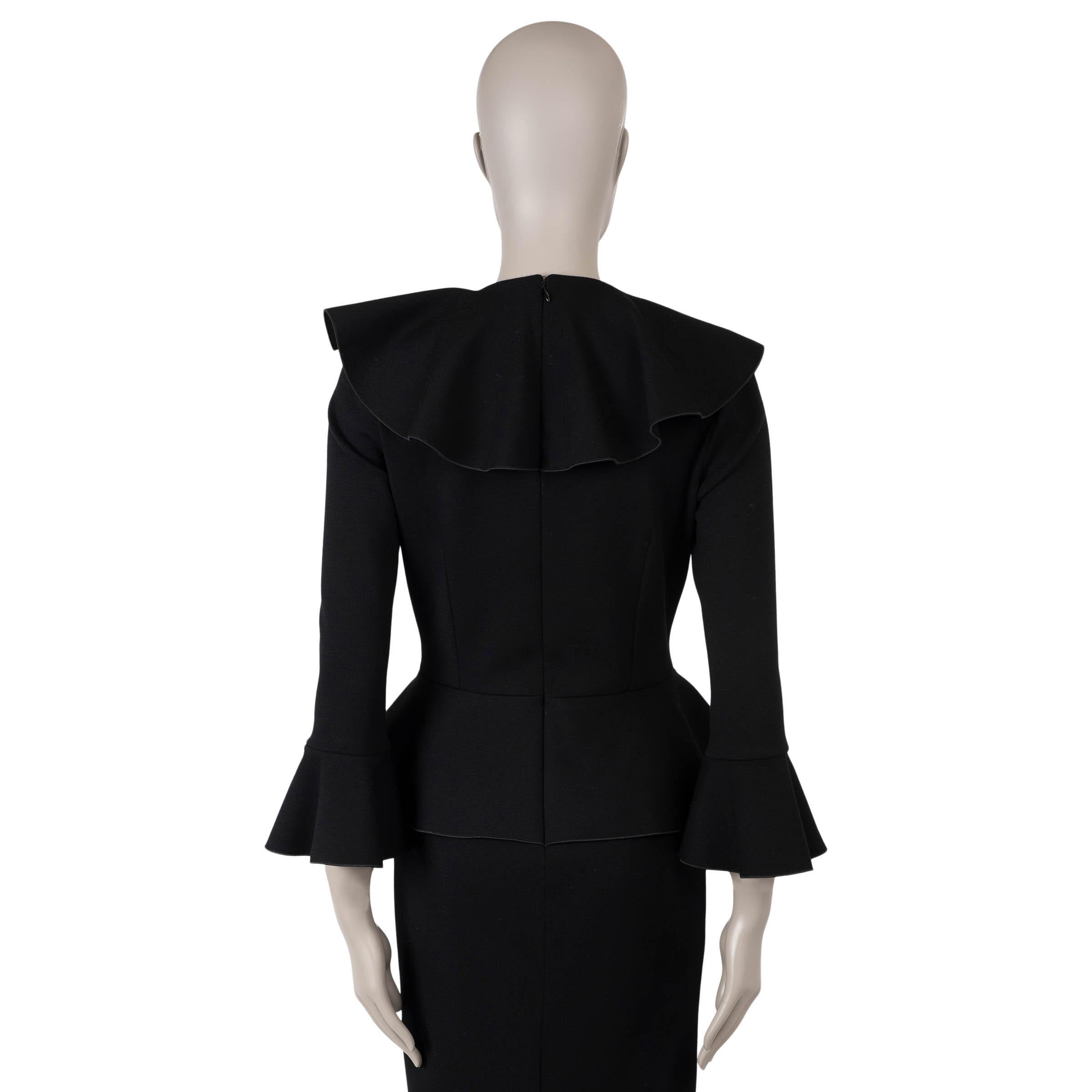 Black ALEXANDER MCQUEEN black wool 2013 PEPLUM MIDI Dress 42 M For Sale